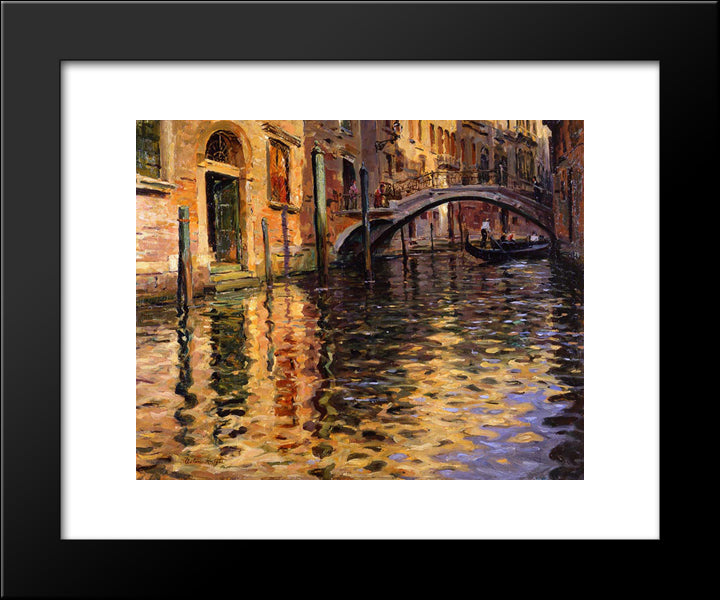 Pont Del Angelo, Venice 20x24 Black Modern Wood Framed Art Print Poster by Knight, Louis Aston