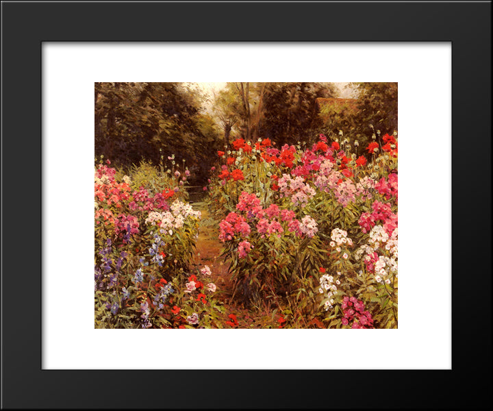 A Flower Garden 20x24 Black Modern Wood Framed Art Print Poster by Knight, Louis Aston