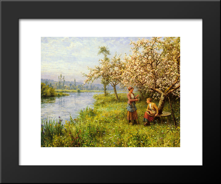 Country Women After Fishing On A Summer'S Day 20x24 Black Modern Wood Framed Art Print Poster by Knight, Louis Aston