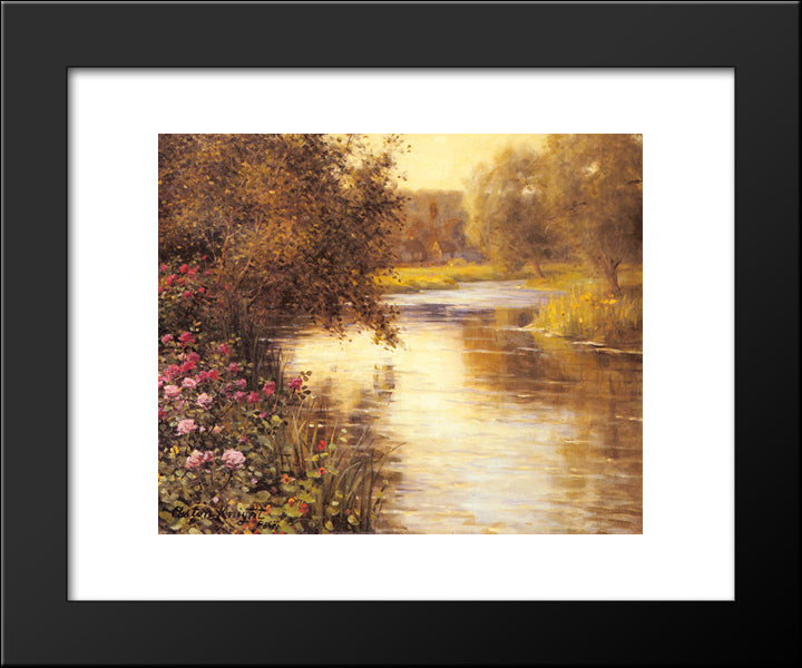 Spring Blossoms Along A Meandering River 20x24 Black Modern Wood Framed Art Print Poster by Knight, Louis Aston