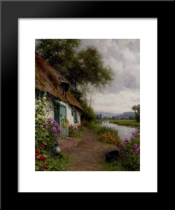 A Riverside Cottage 20x24 Black Modern Wood Framed Art Print Poster by Knight, Louis Aston