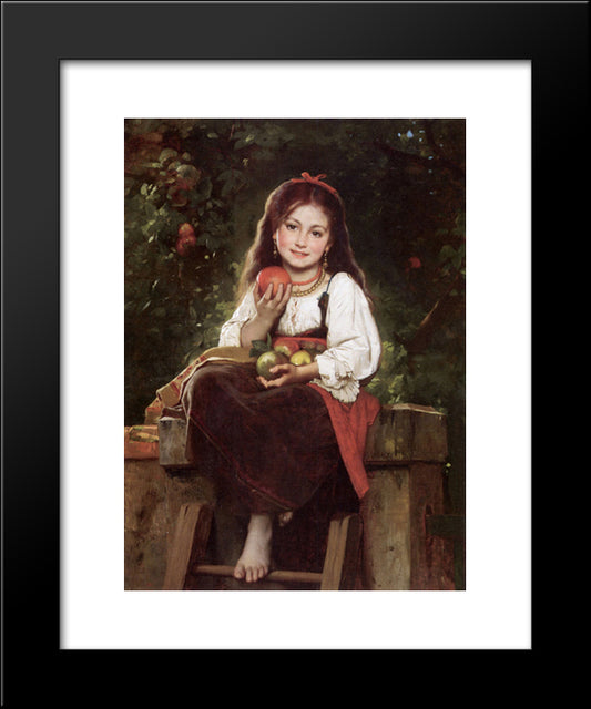 The Apple Picker 20x24 Black Modern Wood Framed Art Print Poster by Perrault, Leon Bazile