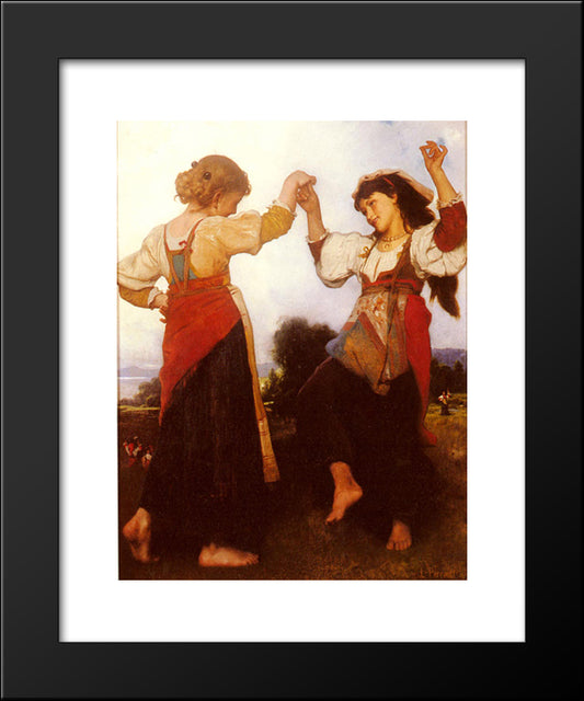 La Tarantella 20x24 Black Modern Wood Framed Art Print Poster by Perrault, Leon Bazile