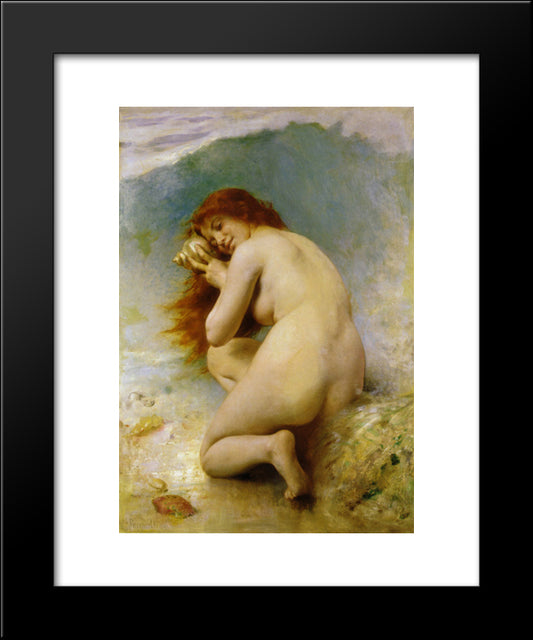 A Water Nymph 20x24 Black Modern Wood Framed Art Print Poster by Perrault, Leon Bazile