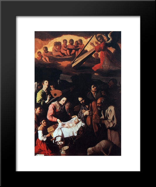 The Adoration Of The Shepherds 20x24 Black Modern Wood Framed Art Print Poster by Zurbaran, Francisco de