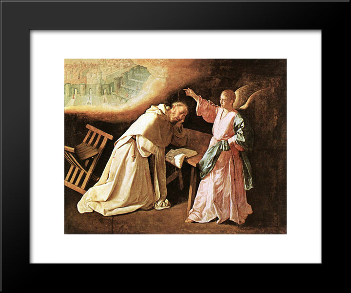 The Vision Of St Peter Of Nolasco 20x24 Black Modern Wood Framed Art Print Poster by Zurbaran, Francisco de