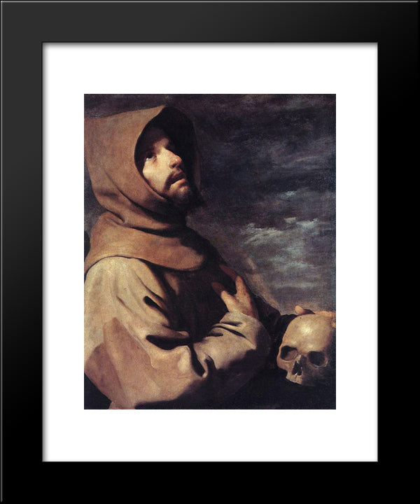 St Francis 20x24 Black Modern Wood Framed Art Print Poster by Zurbaran, Francisco de