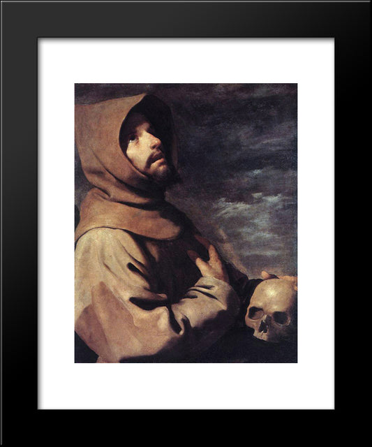 St Francis 20x24 Black Modern Wood Framed Art Print Poster by Zurbaran, Francisco de