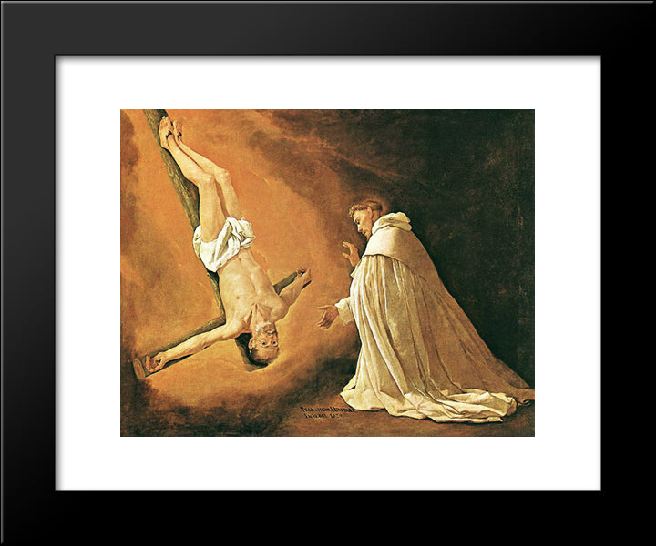 The Apparition Of The Apostle St Peter To St Peter Of Nolasco 20x24 Black Modern Wood Framed Art Print Poster by Zurbaran, Francisco de