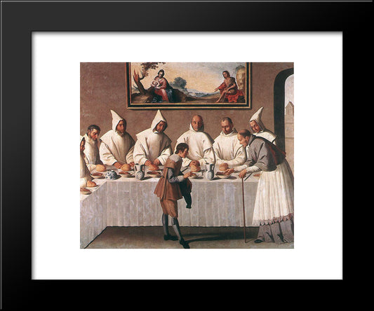 St Hugo Of Grenoble In The Carthusian Refectory 20x24 Black Modern Wood Framed Art Print Poster by Zurbaran, Francisco de