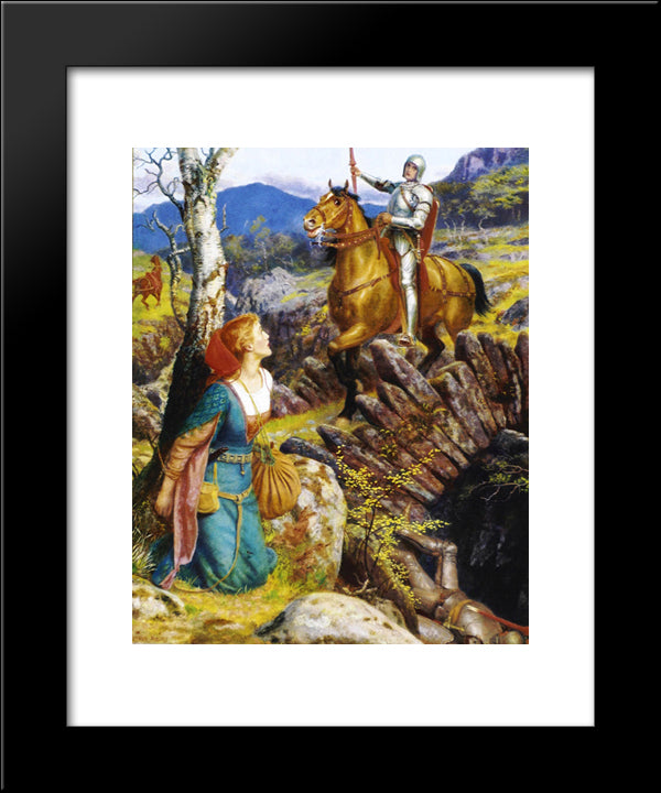 Overthrowing Of The Rusty Knight 20x24 Black Modern Wood Framed Art Print Poster by Hughes, Arthur