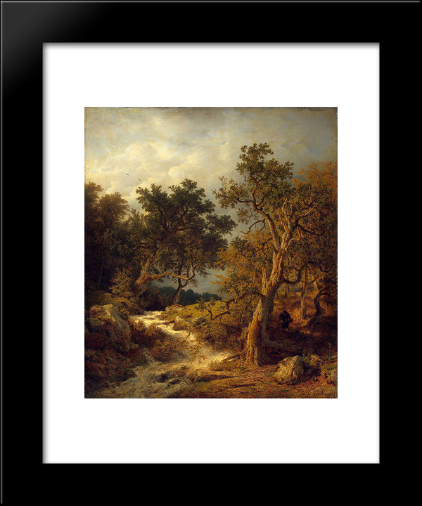 Landscape With A Stream 20x24 Black Modern Wood Framed Art Print Poster by Achenbach, Andreas