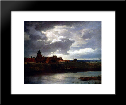 Landschaft Mit Fluss 20x24 Black Modern Wood Framed Art Print Poster by Achenbach, Andreas