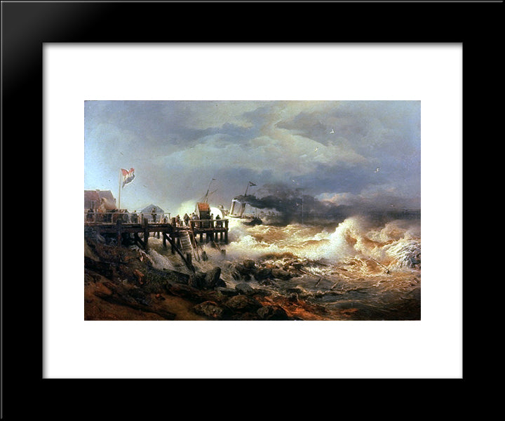 Storm At Dutch Coast 20x24 Black Modern Wood Framed Art Print Poster by Achenbach, Andreas