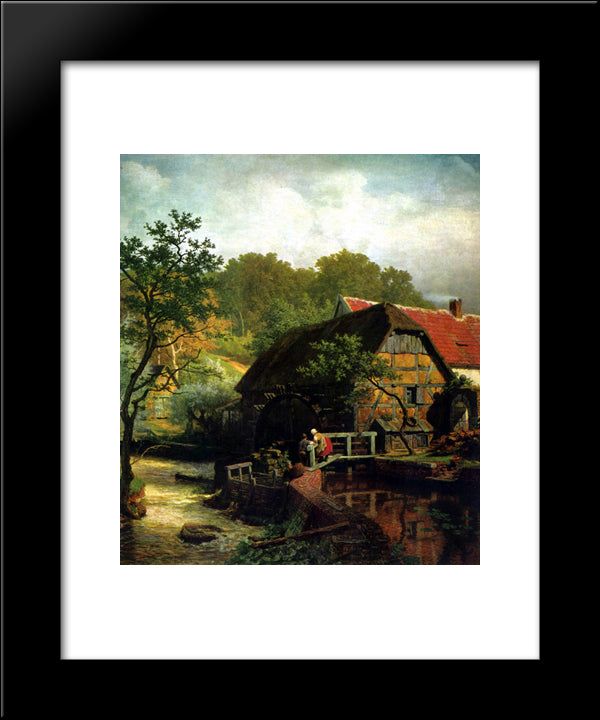 Westfalische Wassermuhle 20x24 Black Modern Wood Framed Art Print Poster by Achenbach, Andreas