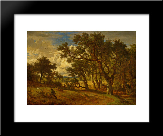 A Hunter And His Dog 20x24 Black Modern Wood Framed Art Print Poster by Achenbach, Andreas