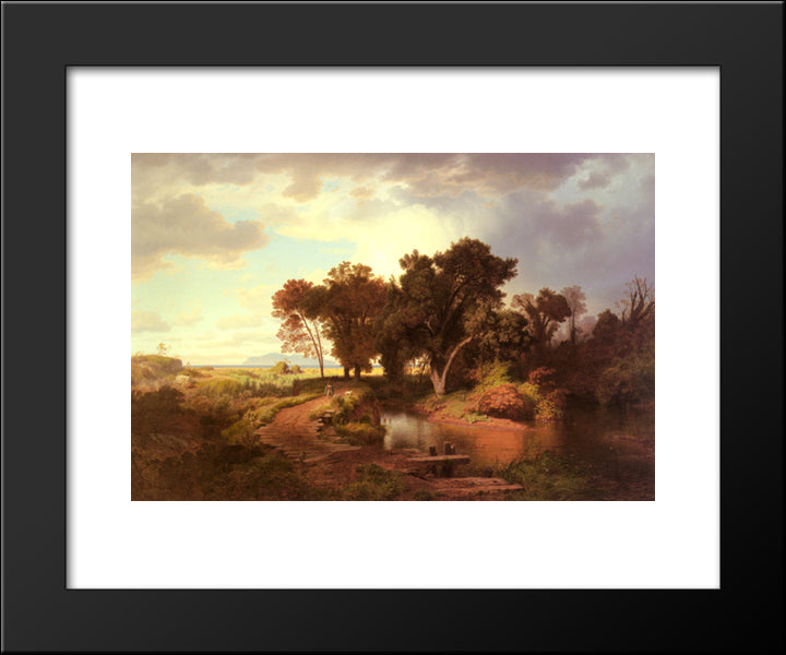 Herbstmorgen In Den Pontinischen Sumpfen 20x24 Black Modern Wood Framed Art Print Poster by Achenbach, Andreas