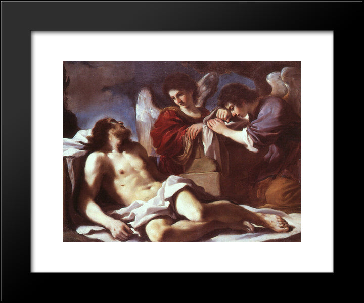 Angels Weeping Over The Dead Christ 20x24 Black Modern Wood Framed Art Print Poster by Guercino