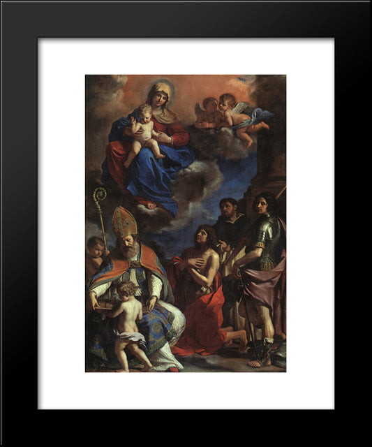 The Patron Saints Of Modena 20x24 Black Modern Wood Framed Art Print Poster by Guercino