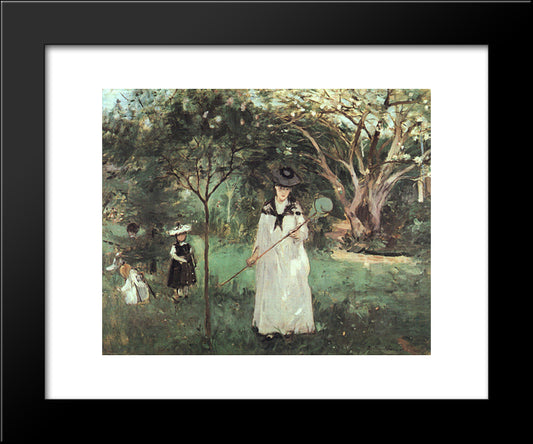 The Butterfly Chase 20x24 Black Modern Wood Framed Art Print Poster by Morisot, Berthe