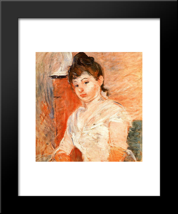 Jeune Fille En Blanc 20x24 Black Modern Wood Framed Art Print Poster by Morisot, Berthe