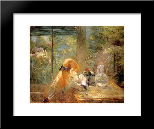 On The Veranda 20x24 Black Modern Wood Framed Art Print Poster by Morisot, Berthe