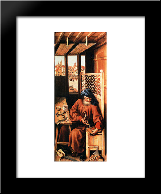 St. Joseph Portrayed As A Medieval Carpenter (Center Panel Of The Merode Altarpiece) 20x24 Black Modern Wood Framed Art Print Poster by Campin, Robert