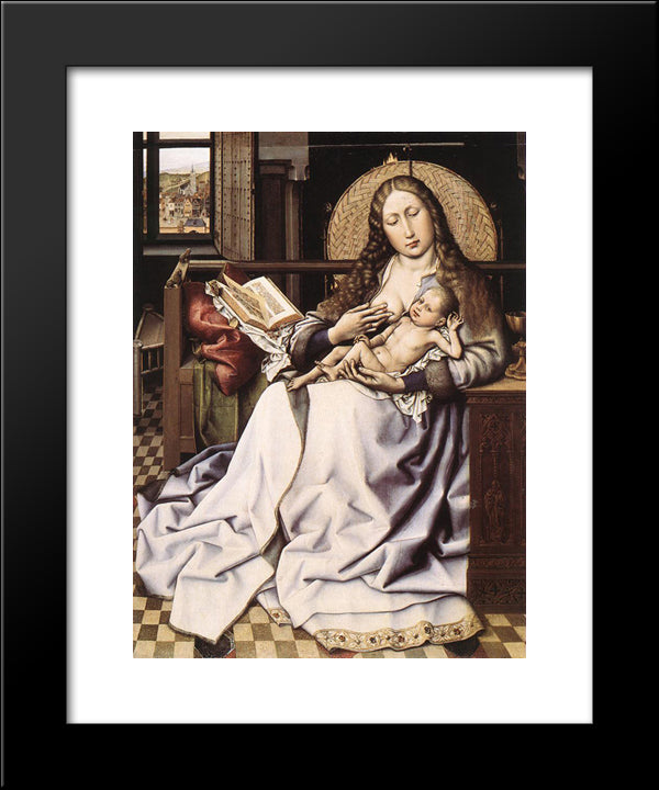 The Virgin And Child Before A Firescreen 20x24 Black Modern Wood Framed Art Print Poster by Campin, Robert