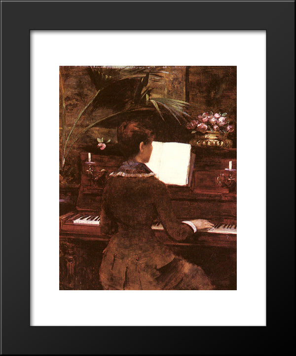 At The Piano 20x24 Black Modern Wood Framed Art Print Poster by Louise, Abbema