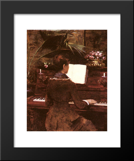 At The Piano 20x24 Black Modern Wood Framed Art Print Poster by Louise, Abbema
