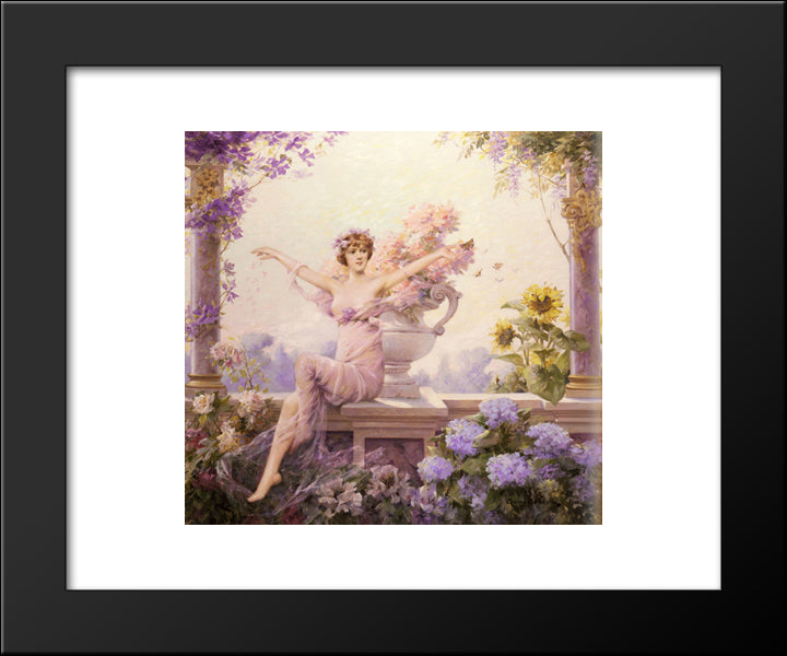Flora 20x24 Black Modern Wood Framed Art Print Poster by Louise, Abbema