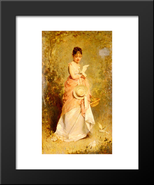 La Jeune Fille Aux Colombes 20x24 Black Modern Wood Framed Art Print Poster by Chaplin, Charles Joshua