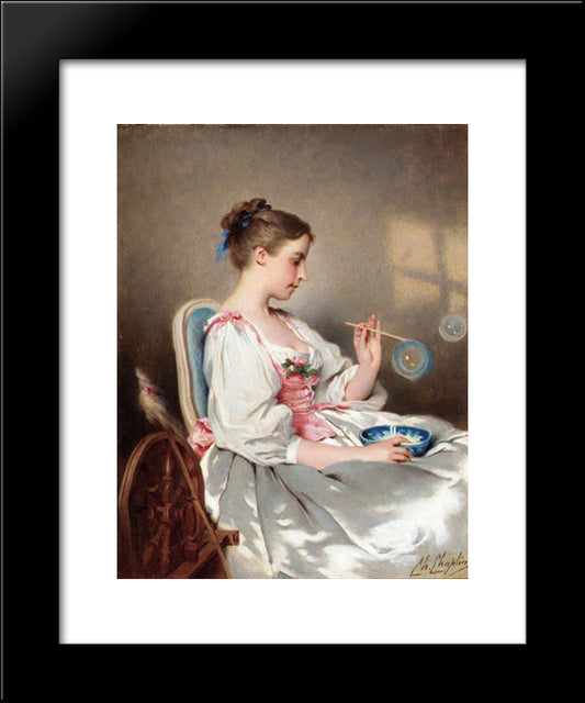 Blowing Bubbles 20x24 Black Modern Wood Framed Art Print Poster by Chaplin, Charles Joshua