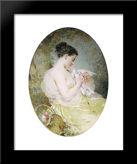 Jeune Fille A La Colombe 20x24 Black Modern Wood Framed Art Print Poster by Chaplin, Charles Joshua