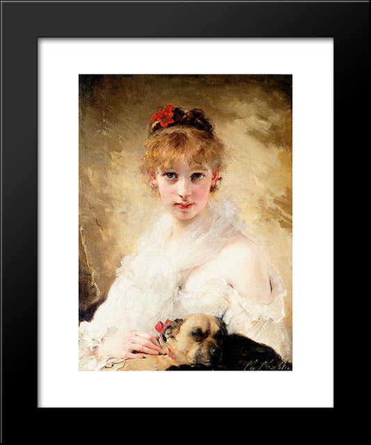 Her Favourite Dog 20x24 Black Modern Wood Framed Art Print Poster by Chaplin, Charles Joshua