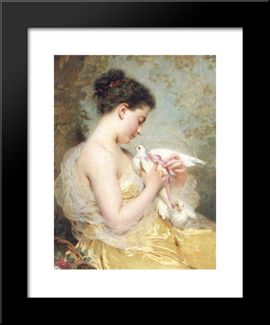 A Beauty With Doves 20x24 Black Modern Wood Framed Art Print Poster by Chaplin, Charles Joshua