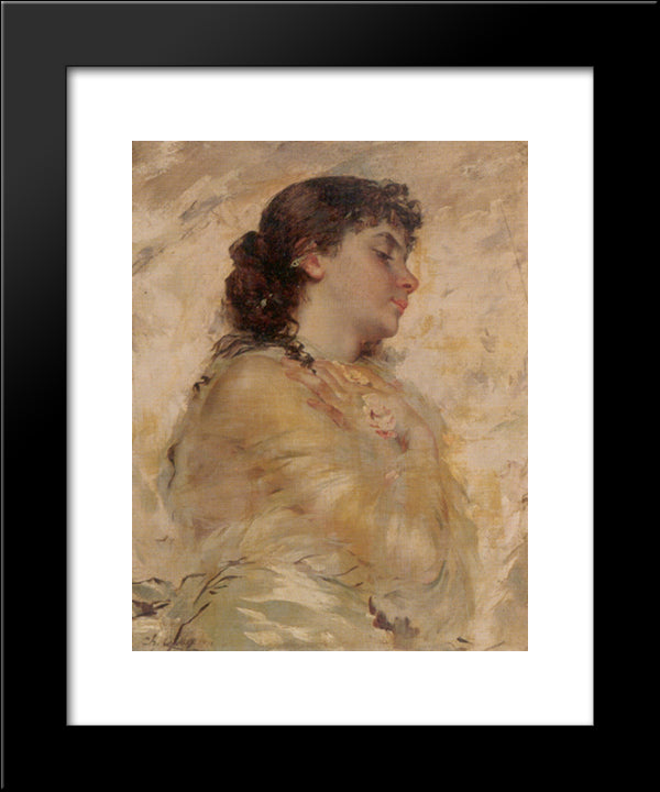 Portrait Of A Young Woman In Profile 20x24 Black Modern Wood Framed Art Print Poster by Chaplin, Charles Joshua