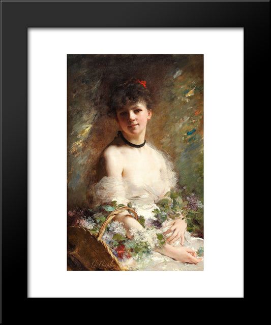 Young Woman With Flower Basket 20x24 Black Modern Wood Framed Art Print Poster by Chaplin, Charles Joshua