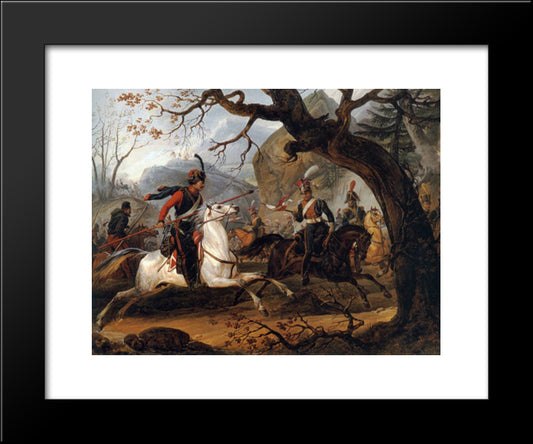 Napoleonic Battle In The Alps 20x24 Black Modern Wood Framed Art Print Poster by Vernet, Horace