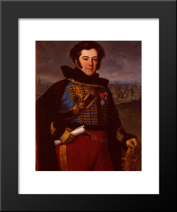 Portrait Of Lieutenant Colonel, Comte De Thalouet 20x24 Black Modern Wood Framed Art Print Poster by Vernet, Horace