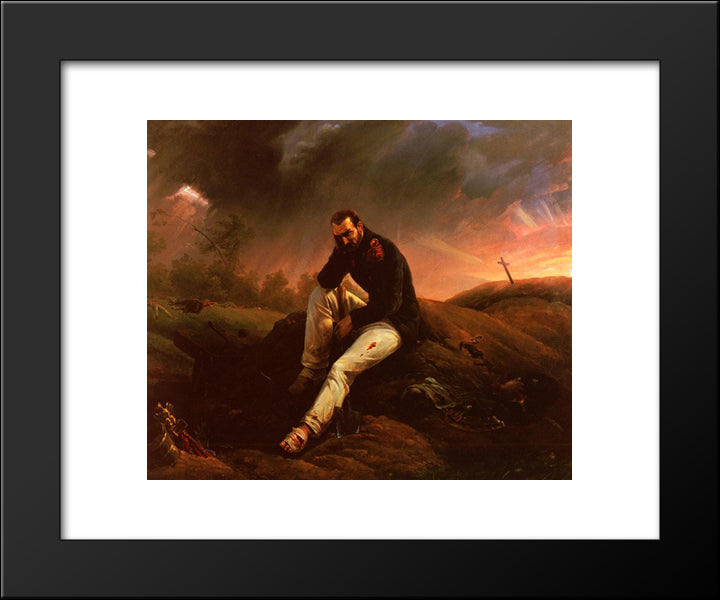 Le Dernier Grenadier De Waterloo 20x24 Black Modern Wood Framed Art Print Poster by Vernet, Horace