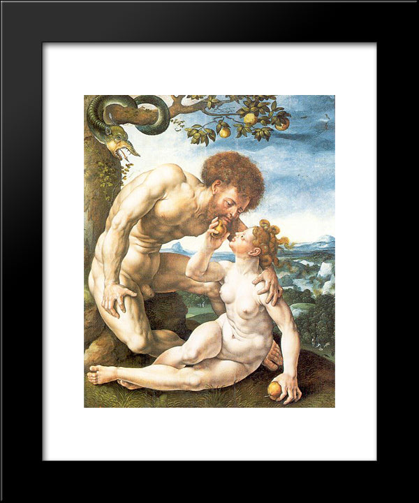 Adam And Eve 20x24 Black Modern Wood Framed Art Print Poster by Mabuse