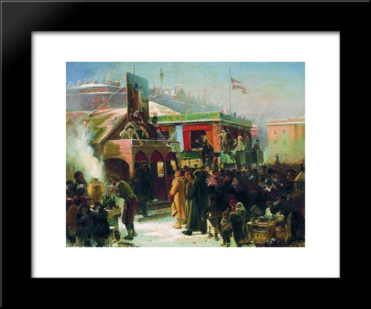 Fair Booths On Admiralty Square, St. Petersburg 20x24 Black Modern Wood Framed Art Print Poster by Makovsky, Konstantin