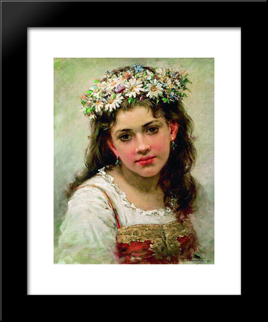 Head Of The Girl 20x24 Black Modern Wood Framed Art Print Poster by Makovsky, Konstantin