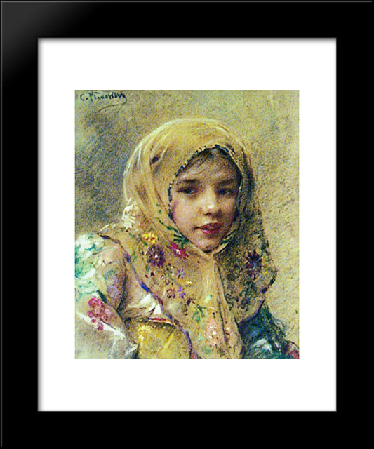 Portrait Of The Girl 20x24 Black Modern Wood Framed Art Print Poster by Makovsky, Konstantin