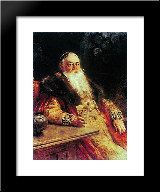 Boyar With The Cup 20x24 Black Modern Wood Framed Art Print Poster by Makovsky, Konstantin