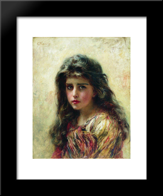 Portrait Of The Girl 20x24 Black Modern Wood Framed Art Print Poster by Makovsky, Konstantin