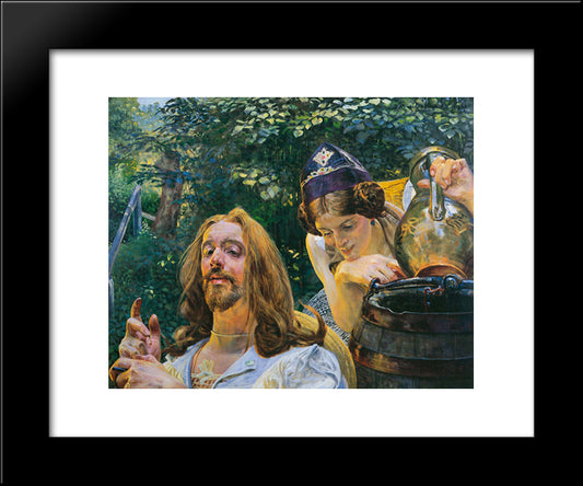 Christ And Samaritan Woman 20x24 Black Modern Wood Framed Art Print Poster by Malczewski, Jacek