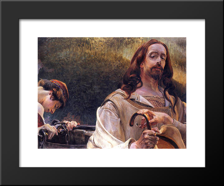 Christ And The Samaritan Woman 20x24 Black Modern Wood Framed Art Print Poster by Malczewski, Jacek