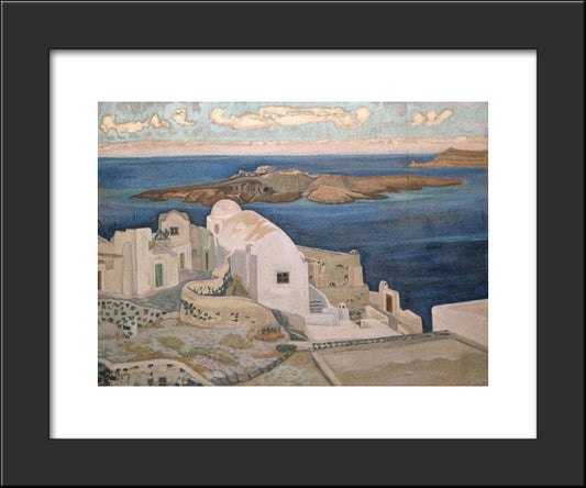 Santorini 20x24 Black Modern Wood Framed Art Print Poster by Maleas, Constantine